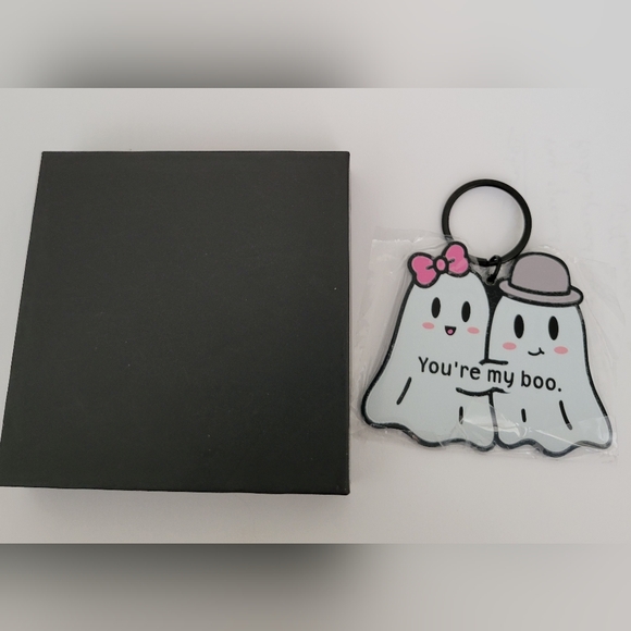 Handbags - Bag Charm Keyring with Pink and Gray You're My Boo with Box NEW